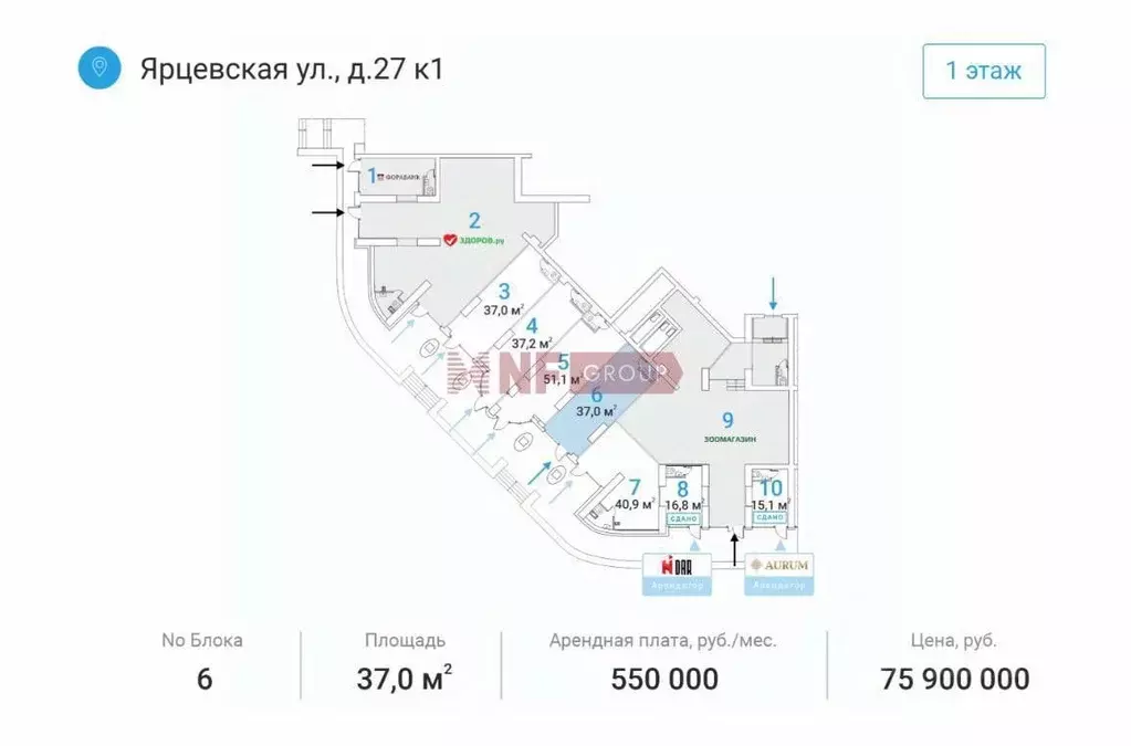 Торговая площадь в Москва Ярцевская ул., 27к1 (37 м) - Фото 1