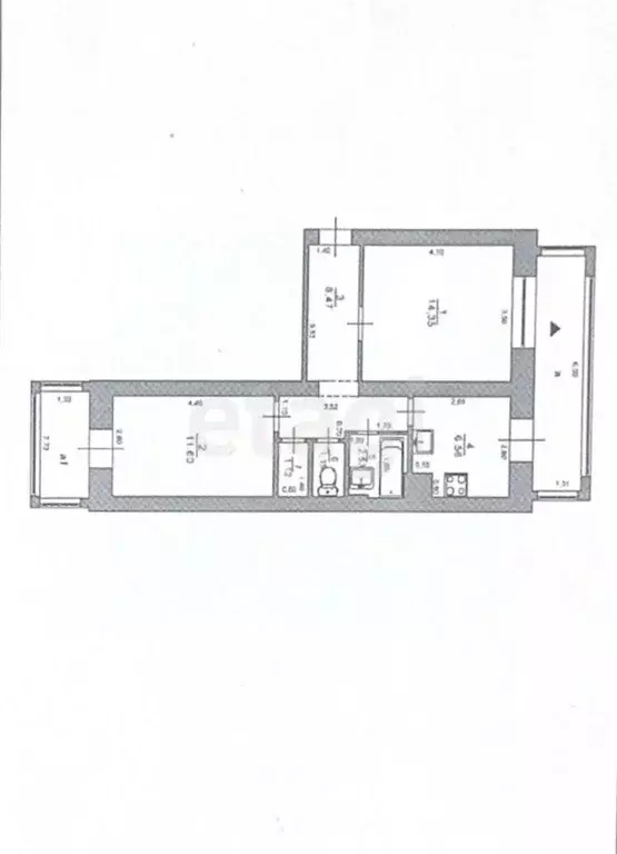 2-к кв. Ульяновская область, Ульяновск Октябрьский пер., 12 (45.8 м) - Фото 2