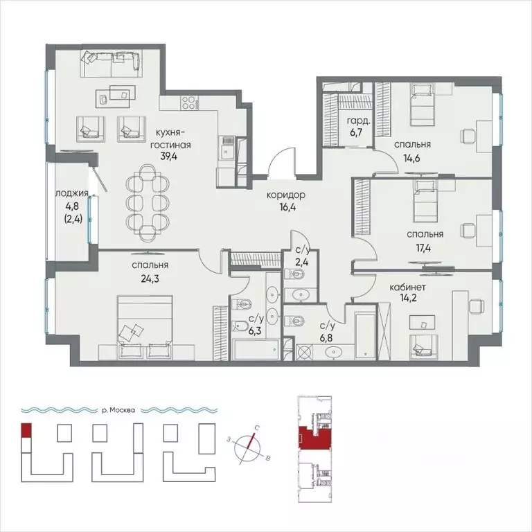 5-к кв. Москва ул. Нижние Мневники, 7 (154.0 м) - Фото 2