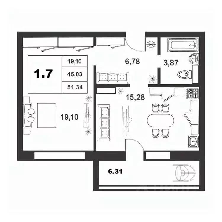 1-к кв. Новгородская область, Великий Новгород ул. Якова Павлова, 15 ... - Фото 1