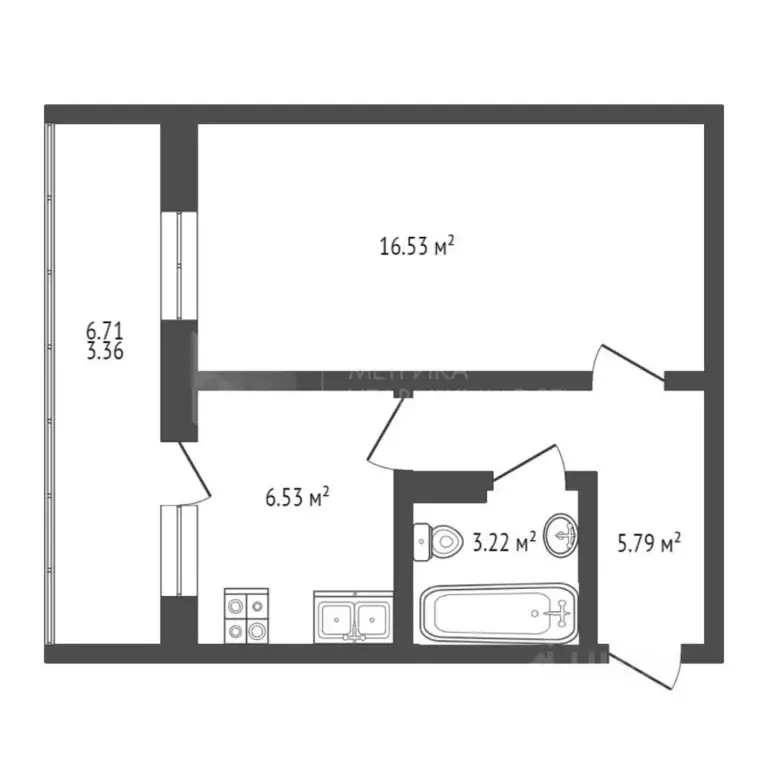 1-к кв. Тюменская область, Тюмень ул. Алматинская, 12 (35.43 м) - Фото 1