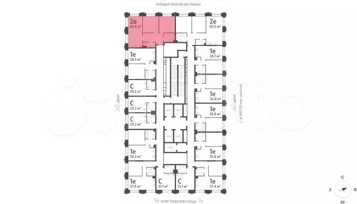 2-к. квартира, 65,6 м, 25/43 эт. - Фото 1