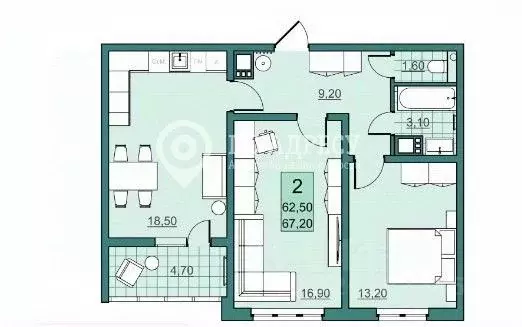 2-к кв. Саратовская область, Саратов просп. Героев Отечества, 6А (67.2 ... - Фото 1