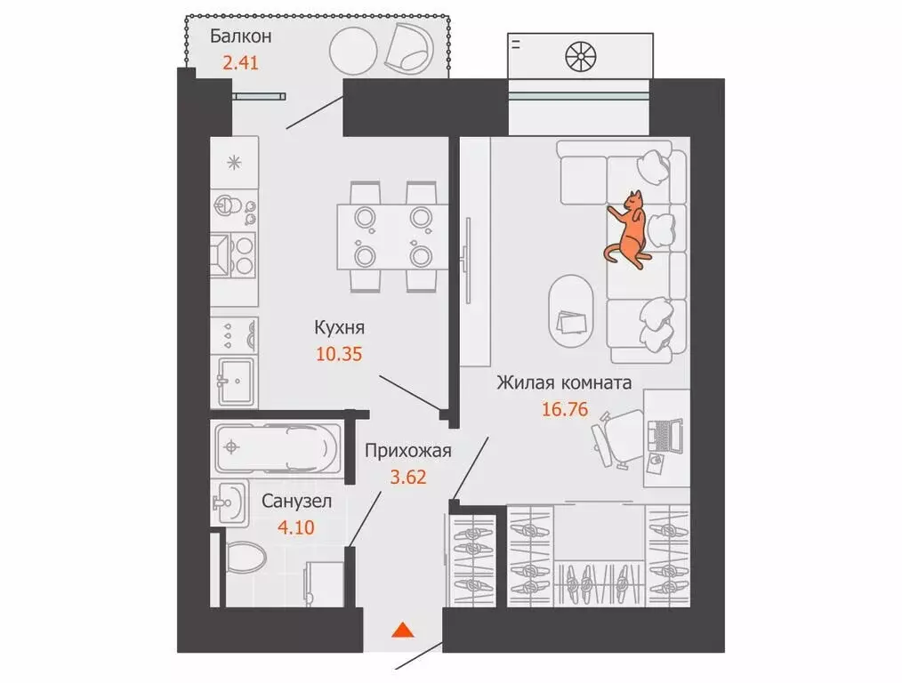 Квартира-студия: Пермь, микрорайон Камская Долина (36 м) - Фото 0