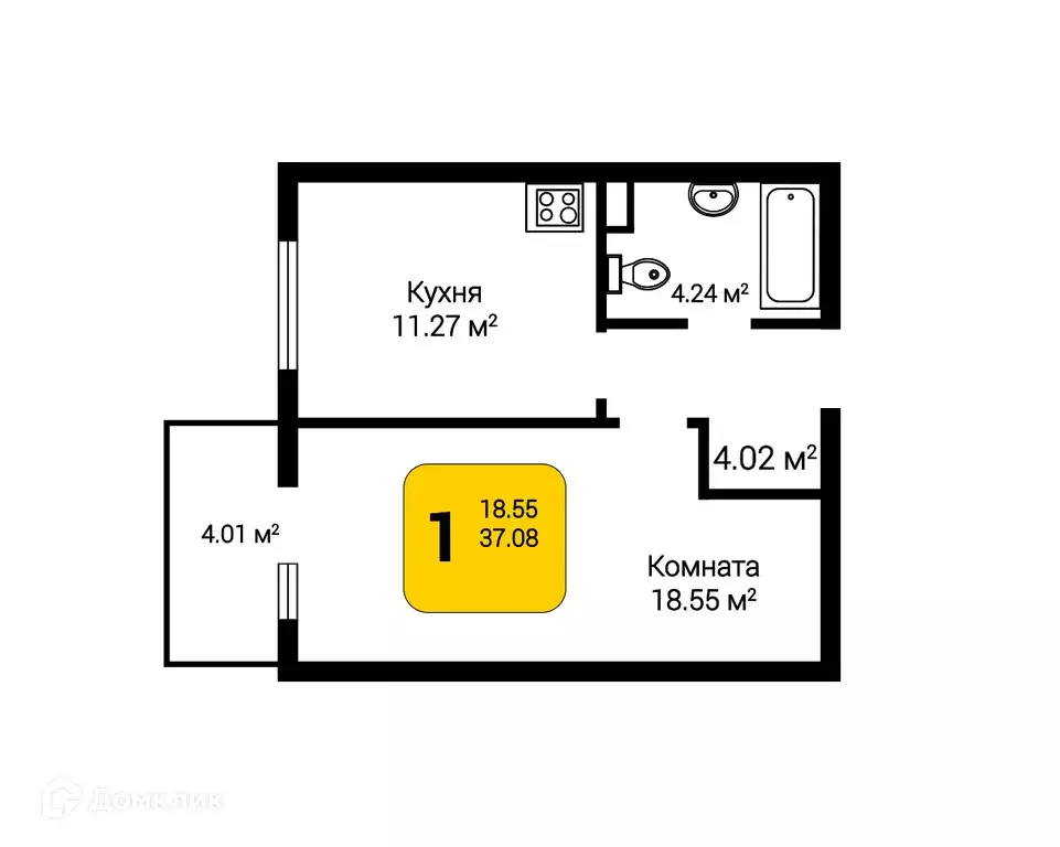 Продаётся 1-к квартира, 38.28 м - Фото 0
