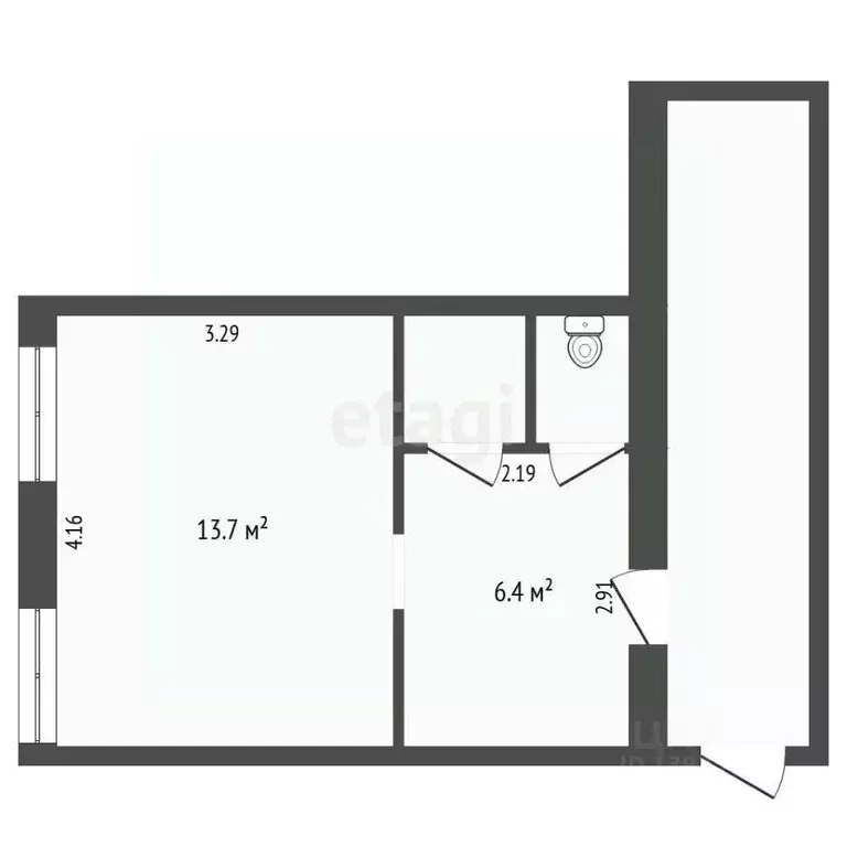 Студия Тюменская область, Тюменский муниципальный округ, с. Яр ул. ... - Фото 1