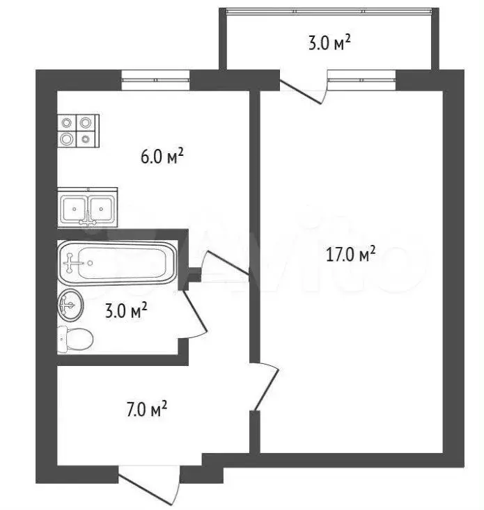 1-к. квартира, 33,1 м, 1/5 эт. - Фото 0
