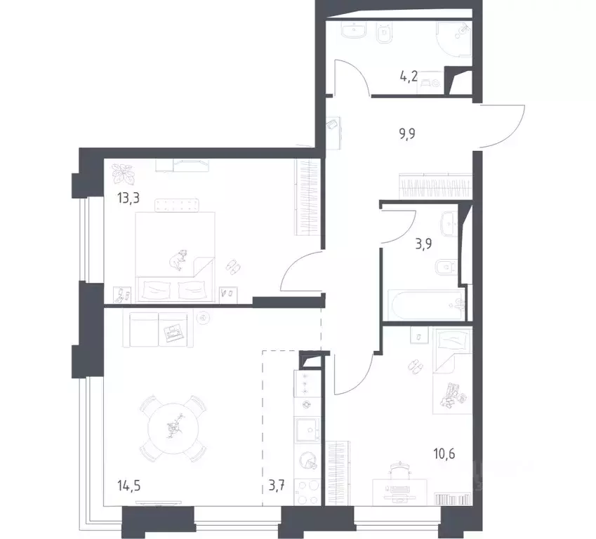 2-к кв. Москва Верейская 41 жилой комплекс, 3.1 (59.88 м) - Фото 0