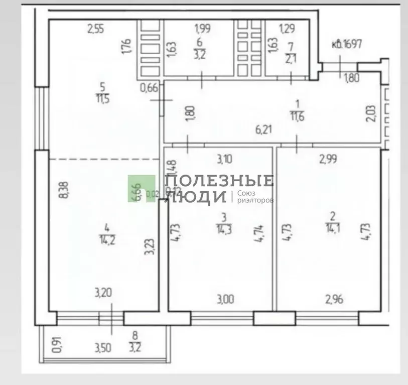 3-к кв. Башкортостан, Уфа ул. Софьи Перовской, 22А (72.6 м) - Фото 1