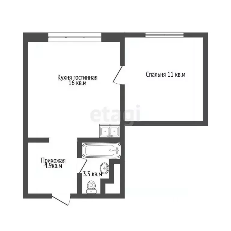 1-к кв. Москва пос. Коммунарка, ул. Бачуринская, 7к2 (35.0 м) - Фото 1