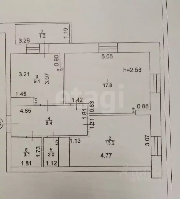 2-к кв. Татарстан, Казань ул. Тыныч, 8 (53.6 м) - Фото 2
