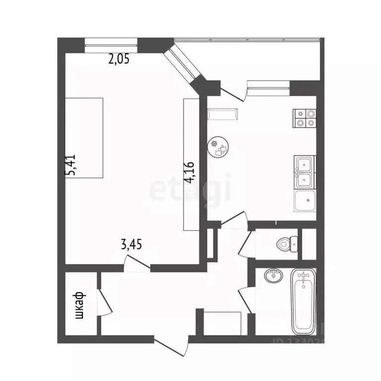 1-к кв. Ханты-Мансийский АО, Сургут ул. Иосифа Каролинского, 13 (38.1 ... - Фото 1