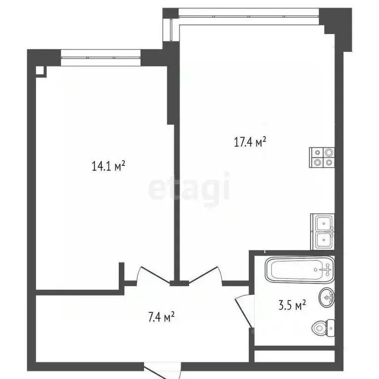 2-к кв. Кемеровская область, Кемерово просп. Притомский, 25 (45.0 м) - Фото 2