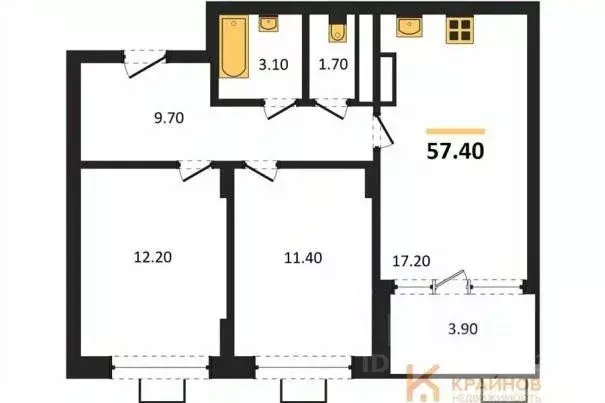 2-к кв. Воронежская область, Воронеж ул. Остужева, 52/5 (57.4 м) - Фото 0