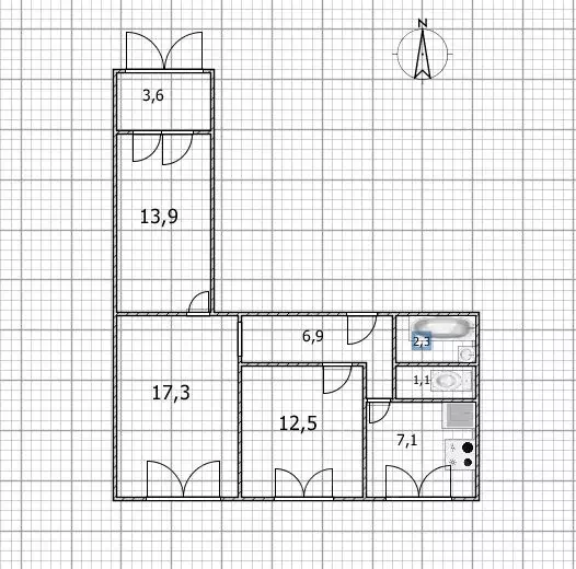 3-к кв. Башкортостан, Уфа ул. Степана Злобина, 9 (61.0 м) - Фото 1