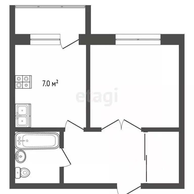 1-к кв. Кемеровская область, Новокузнецк ул. Франкфурта, 25 (36.6 м) - Фото 2