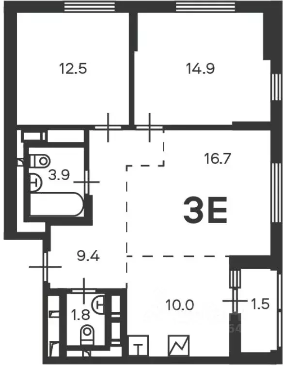 3-к кв. Москва Кусковская ул., 12/1 (70.0 м) - Фото 2