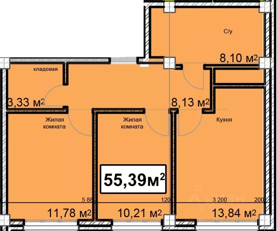 2-к кв. Ставропольский край, Ессентуки ул. Благодатная, 22к3 (55.39 м) - Фото 1