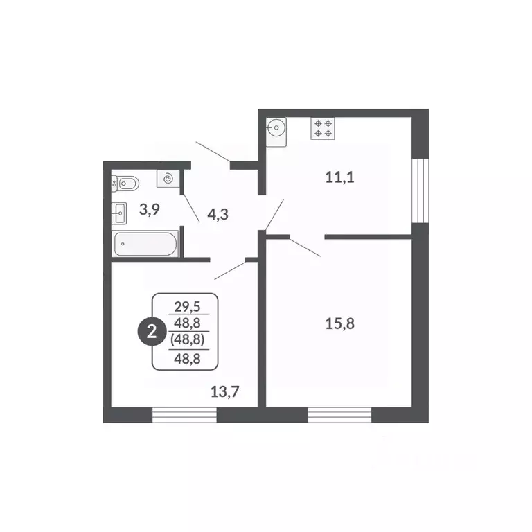 2-к кв. Кировская область, Киров ул. МОПРА, 1Б (48.8 м) - Фото 1