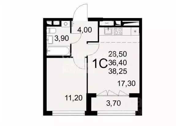 2-к кв. Тульская область, Тула ул. Федора Смирнова, 2к1 (38.25 м) - Фото 2