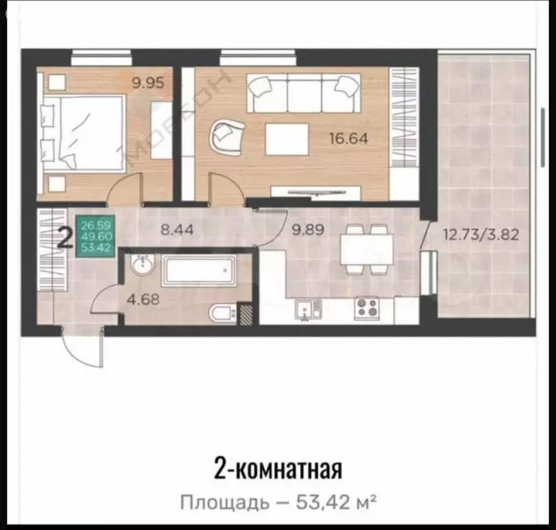 2-комнатная квартира: Краснодар, Командорская улица, 15 (49.6 м) - Фото 0