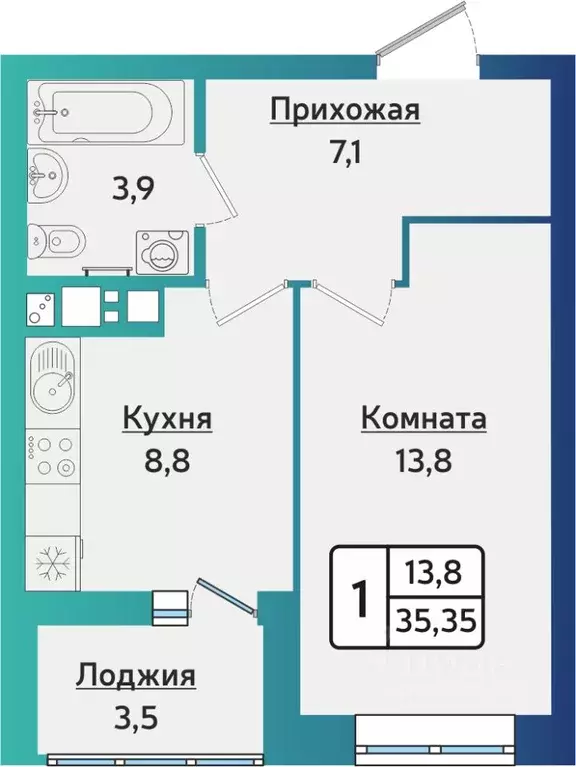 1-к кв. Удмуртия, Ижевск ул. 40 лет Победы, 121 (35.4 м) - Фото 0
