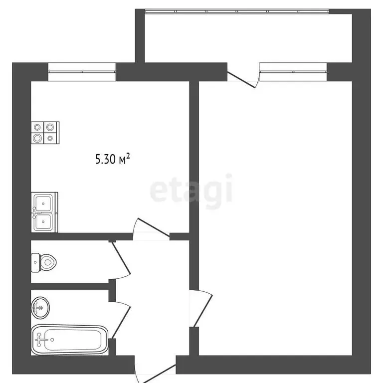 Квартира, 1 комната, 34.9 м - Фото 0