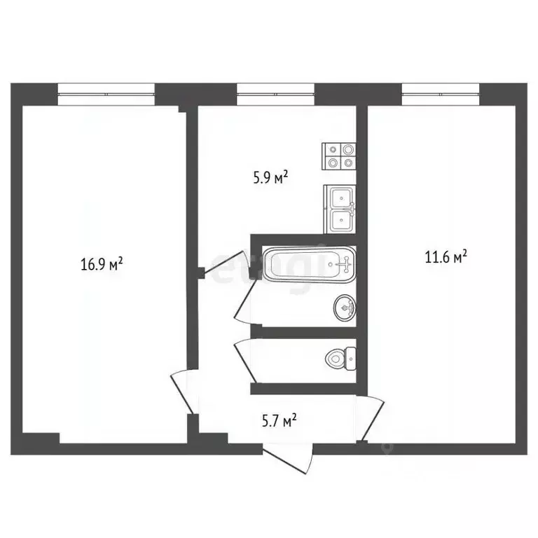 2-к кв. Вологодская область, Вологда Кубинская ул., 2 (44.3 м) - Фото 2