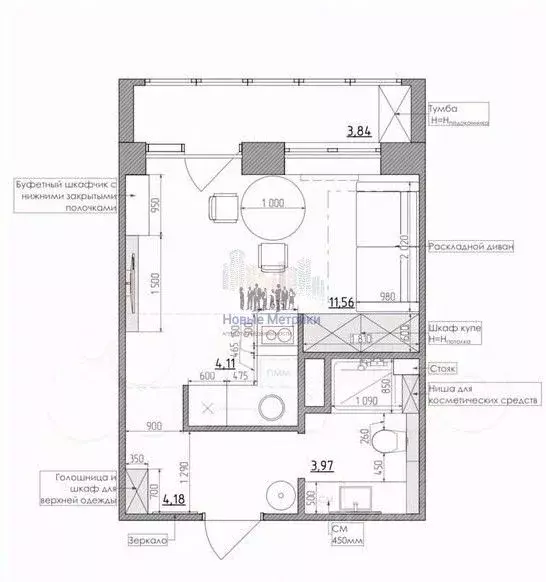 Студия Санкт-Петербург Киевская ул., 5к7 (27.7 м) - Фото 1
