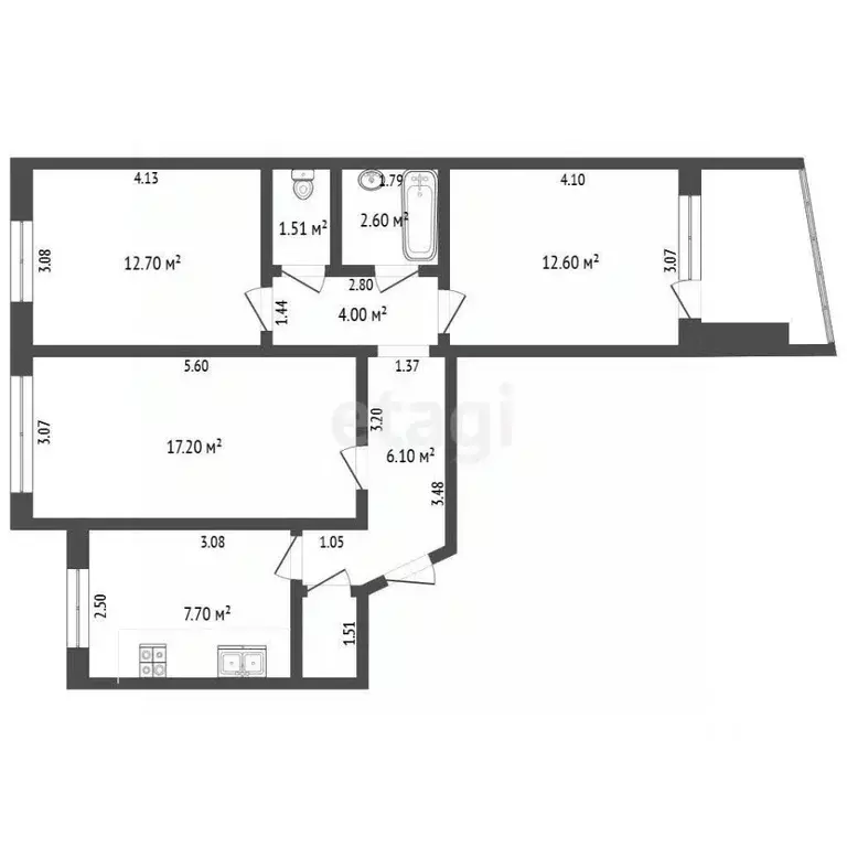 3-к кв. Чувашия, Чебоксары ул. Эльгера, 26 (65.5 м) - Фото 2