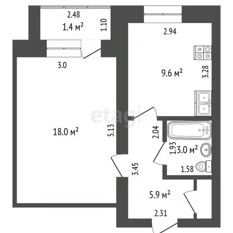1-к кв. Башкортостан, Стерлитамак Коммунистическая ул., 75 (37.3 м) - Фото 1