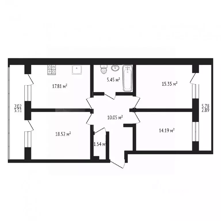 3-к кв. Тюменская область, Тюмень Комбинатская ул., 54к1 (84.0 м) - Фото 1