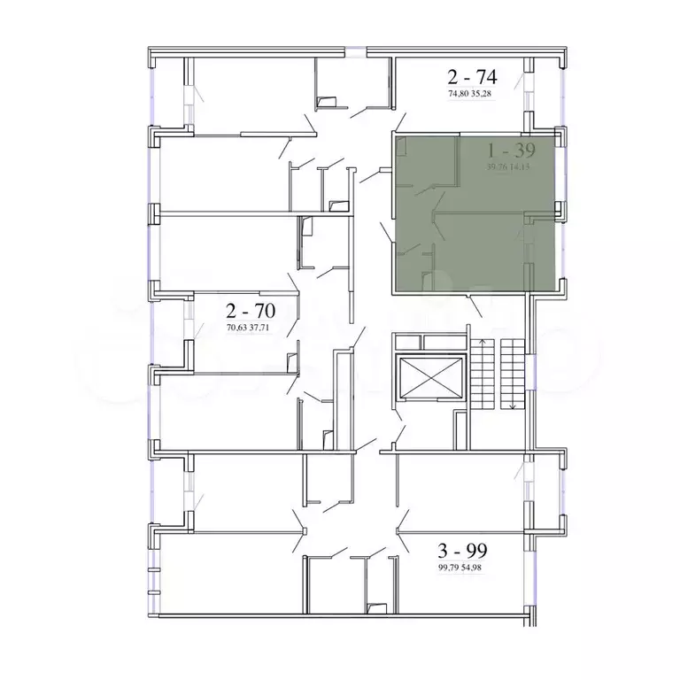 1-к. квартира, 39,6 м, 7/8 эт. - Фото 1