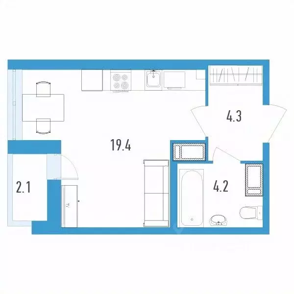 Студия Санкт-Петербург ул. Вадима Шефнера, 4 (29.0 м) - Фото 0