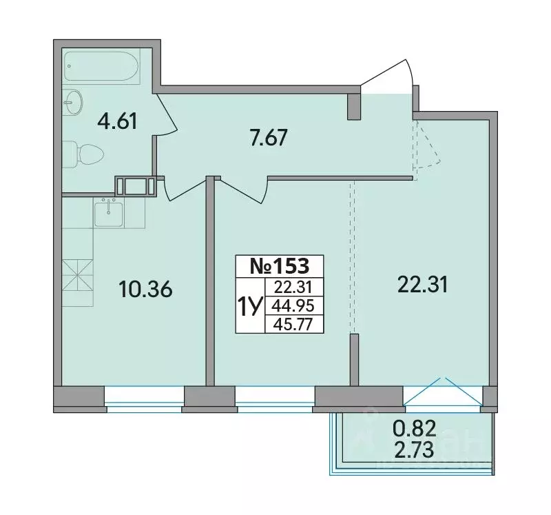 1-к кв. Ленинградская область, Всеволожский район, Агалатовское с/пос, ... - Фото 1