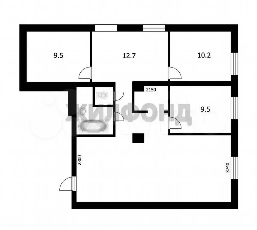 3-к. квартира, 89,4 м, 4/5 эт. - Фото 0