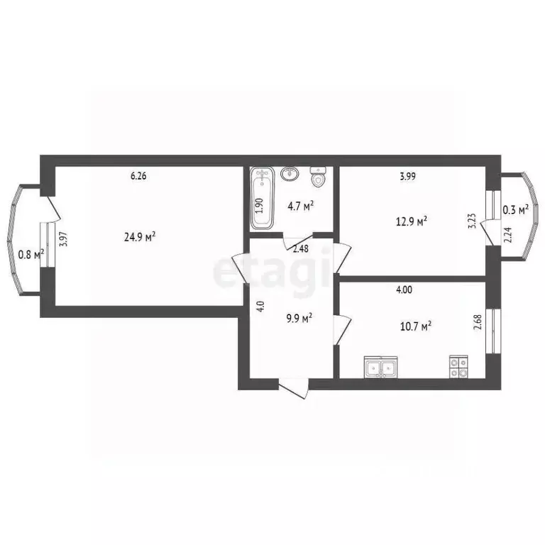 2-к кв. Калининградская область, Калининград Краснодонская ул., 4 ... - Фото 2