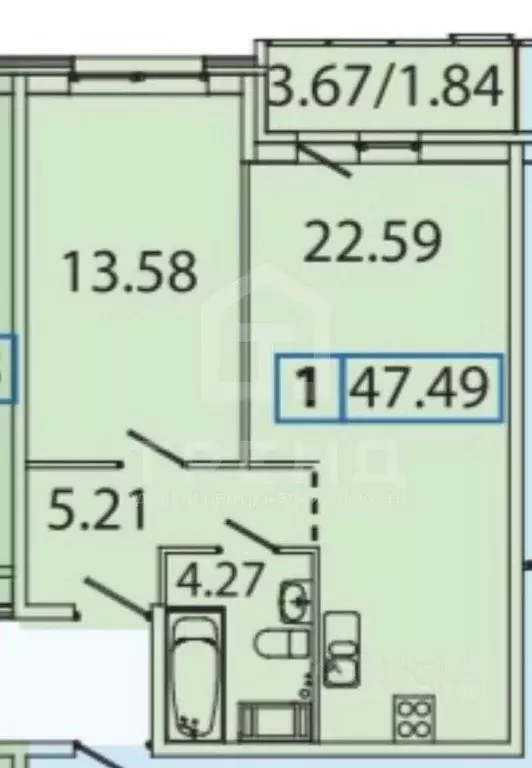 1-к кв. Санкт-Петербург ул. Парфеновская, 5 (45.7 м) - Фото 1