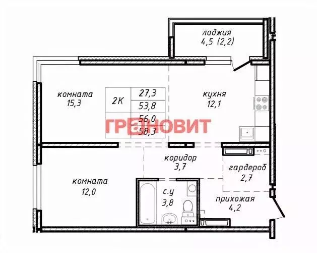 2-к кв. Новосибирская область, Новосибирск ул. Связистов, 162 (56.0 м) - Фото 1