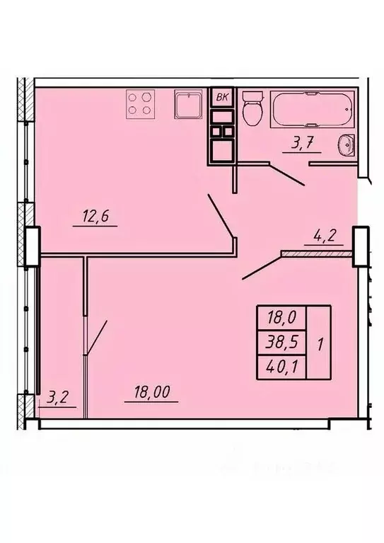 1-к кв. Ивановская область, Иваново Видный мкр,  (40.1 м) - Фото 0