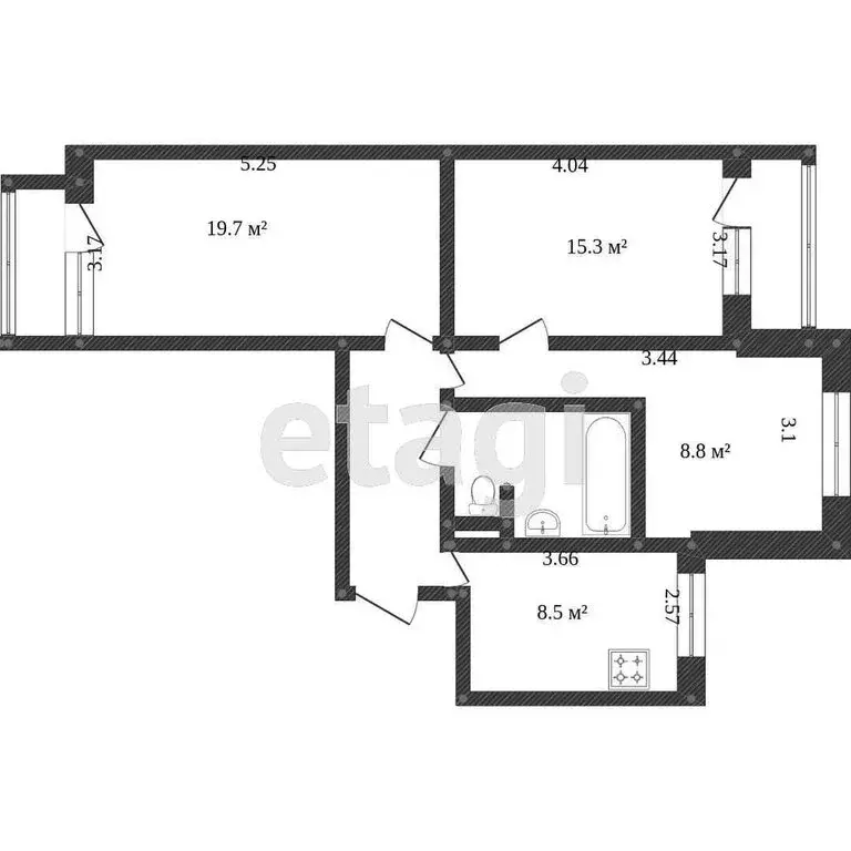 3-комнатная квартира: Шебекино, Рабочая улица, 1 (62 м) - Фото 1
