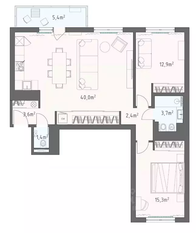 3-к кв. Санкт-Петербург Петровский просп., 24к3 (85.0 м) - Фото 2