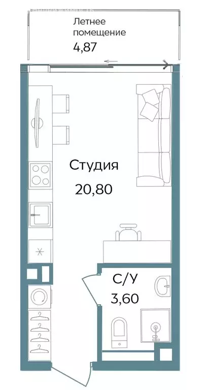 Квартира-студия: Республика Крым, Саки, курортный кластер Темпо (29.27 ... - Фото 1