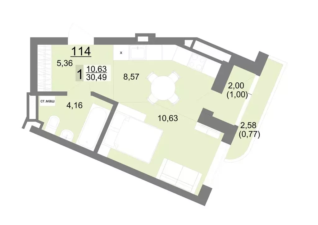 Квартира-студия: Екатеринбург, Тенистая улица, 8с5 (30.49 м) - Фото 0