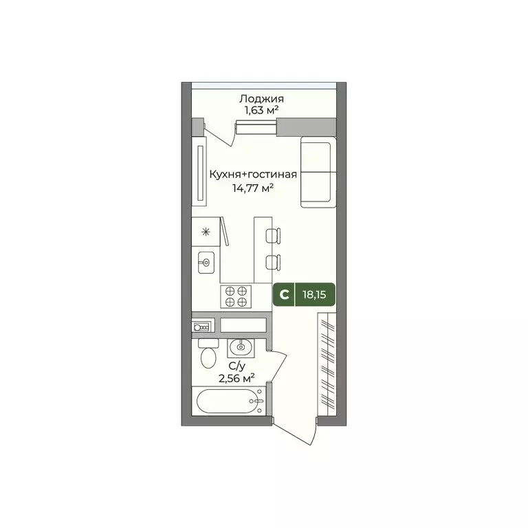 Квартира-студия: Краснодар, улица Шевцова, 6 (18.15 м) - Фото 0