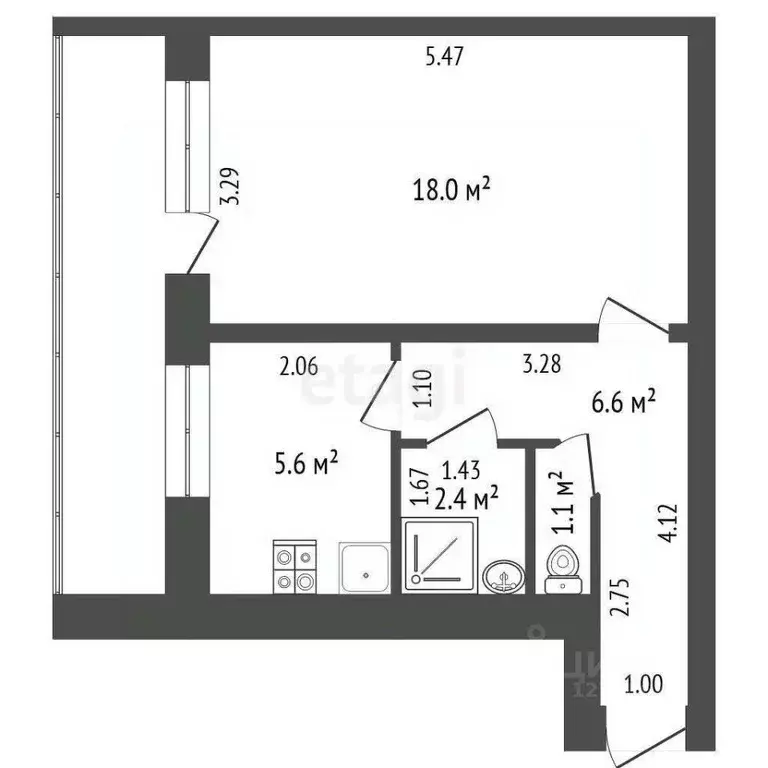1-к кв. Калужская область, Мещовск ул. Петра Хлюстина, 8 (33.7 м) - Фото 2