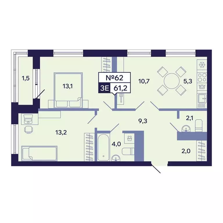 3-комнатная квартира: Якутск, Новопортовская улица, 1А/1 (61.2 м) - Фото 1