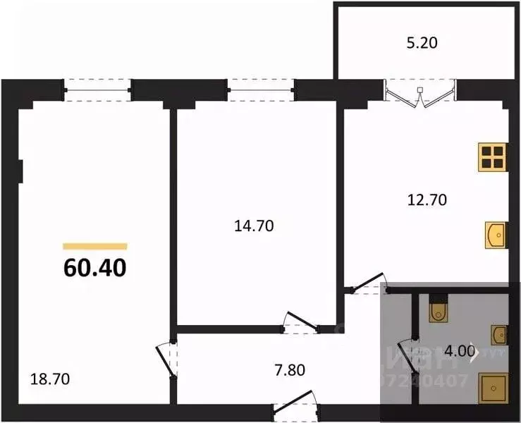 2-к кв. Воронежская область, Воронеж Цимлянская ул., 10В/2 (59.5 м) - Фото 1