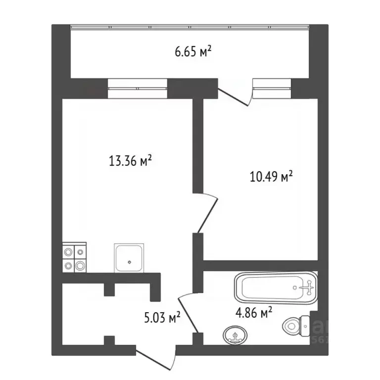 1-к кв. Тюменская область, Тюмень ул. Революции, 228к4 (33.36 м) - Фото 2