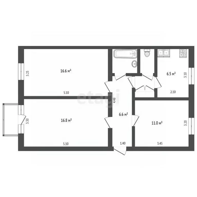 3-к кв. Саратовская область, Балашов ул. Титова, 12 (63.8 м) - Фото 1